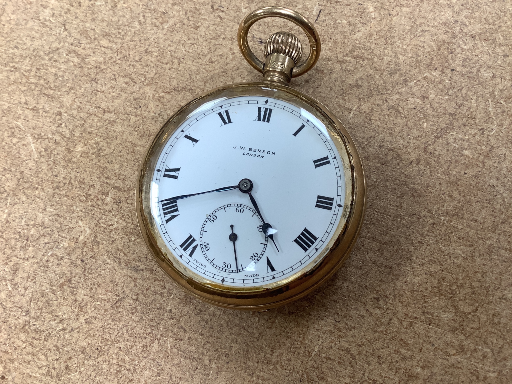 Seven assorted pocket watches including a 9ct gold open face J.W. Benson pocket watch, gross weight 83.3 grams, a silver open face pocket watch by H. Samuel, Manchester and five other gold plated or base metal pocket wat